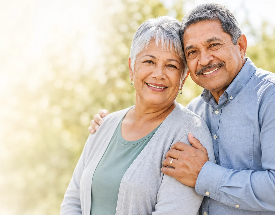 Older couple smiling together
